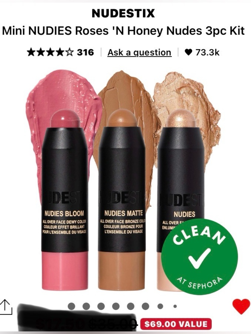 NUDESTIX NUDIES Roses N’ Honey 3pc Mini Multi-Stick Set — NEW! Pink, Tan, Gold